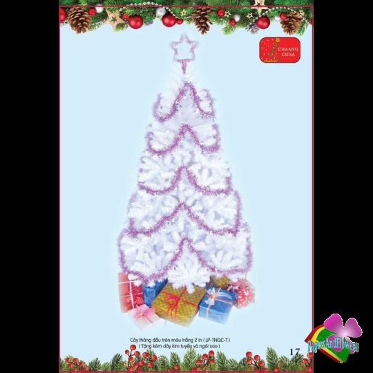 Cây thông màu trắng trong- 1m2 (tặng phụ kiện kèm trang trí)